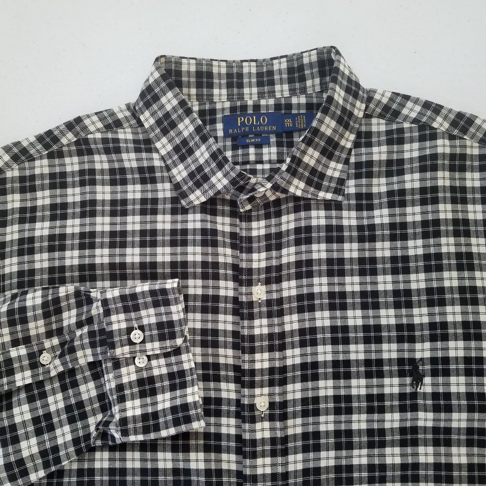 Polo Ralph Lauren Plaid Button Front Long Sleeve Shirt Mens Slim Fit Size 2XL